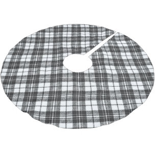 Jupon De Sapin En Polyester Brossé Tartan motif vacances Noël noir blanc