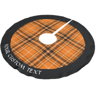 Jupon De Sapin En Polyester Brossé Tartan orange d'Halloween