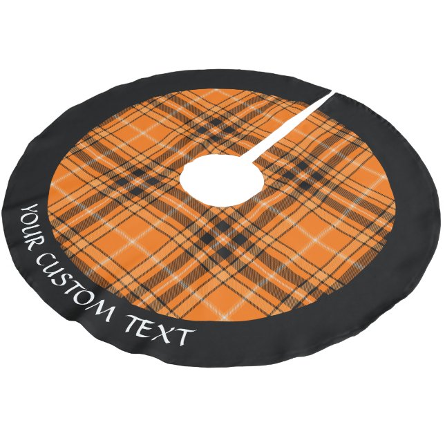 Jupon De Sapin En Polyester Brossé Tartan orange d'Halloween (Angle)