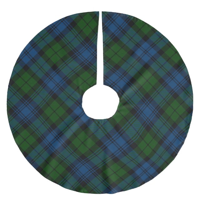 Jupon De Sapin En Polyester Brossé Tartan rustique de Noël vert plaqué (Devant)