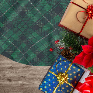 Jupon De Sapin En Polyester Brossé Tartan vert et bleu