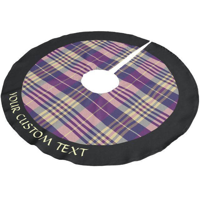Jupon De Sapin En Polyester Brossé Tartan Violet, Or et Bleu (Angle)