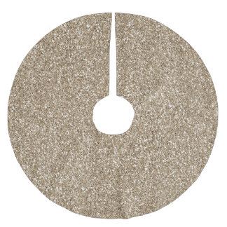 Jupon De Sapin En Polyester Brossé Teddy Bear Brown Gold Parties scintillant