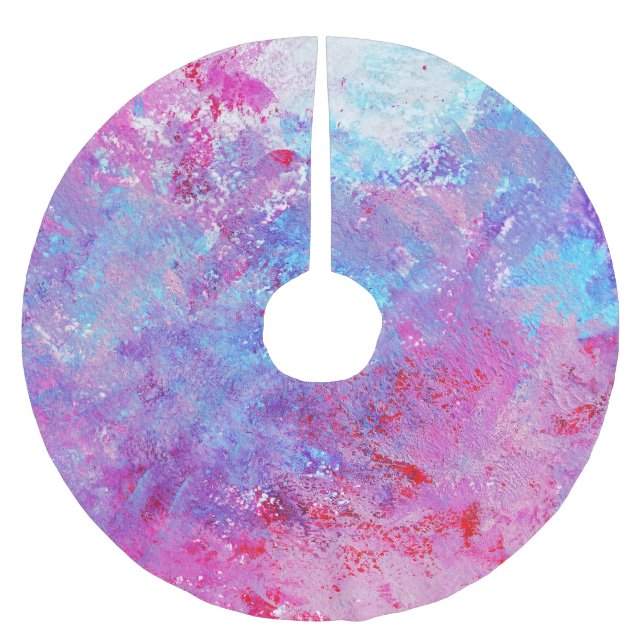 Jupon De Sapin En Polyester Brossé Texture créative bleu-rose, taches de peinture. (Devant)