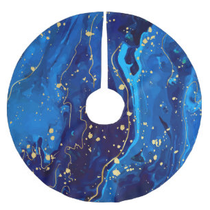 Jupon De Sapin En Polyester Brossé Texture de marbre bleu or luxueux