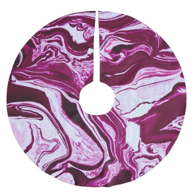 Jupon De Sapin En Polyester Brossé Texture de marbre magenta : Art Abstrait des fluid (Devant)