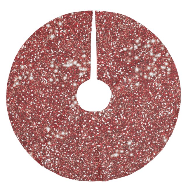 Jupon De Sapin En Polyester Brossé Texture graphique de faux paillettes rouges (Devant)