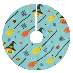 Jupon De Sapin En Polyester Brossé Thème Halloween Witchen sans couture
