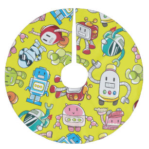 Jupon De Sapin En Polyester Brossé Thème Robot : Motif coloré sans couture.