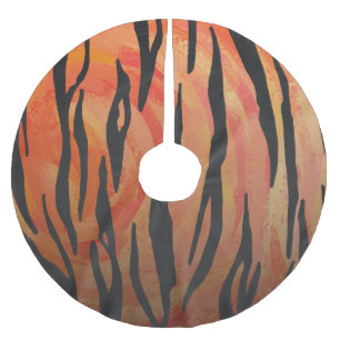 Jupon De Sapin En Polyester Brossé Tiger chaud orange et noir