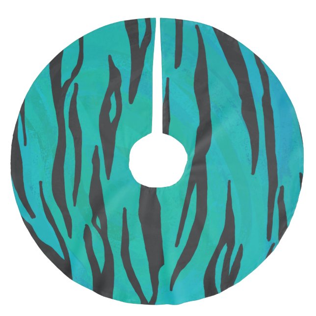 Jupon De Sapin En Polyester Brossé Tiger noir et Turquoise (Devant)