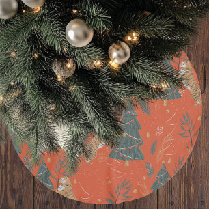 Jupon De Sapin En Polyester Brossé Tigre de Noël Vintage et Arbre de Noël