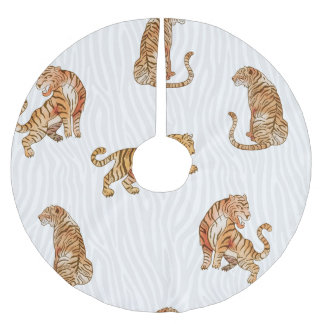 Jupon De Sapin En Polyester Brossé Tigres sauvages : Motif d'animaux d'aquarelle.