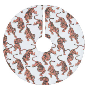 Jupon De Sapin En Polyester Brossé Tigres vintages, motif sans couture dessiné à la m