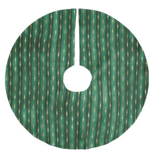 JUPON DE SAPIN EN POLYESTER BROSSÉ TONS DE STRIPES DE NOËL VERT & OR