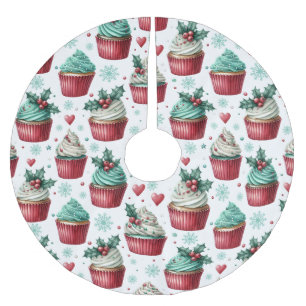Jupon De Sapin En Polyester Brossé Topping de gui pour Cupcakes Rose Noël