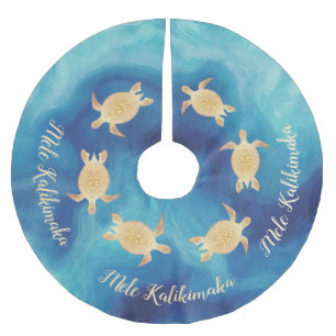 Jupon De Sapin En Polyester Brossé Tortues d'or Mele Kalikimaka Beach House