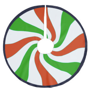 Jupon De Sapin En Polyester Brossé Tourbillon Rouge, Vert, Blanc & Bleu -