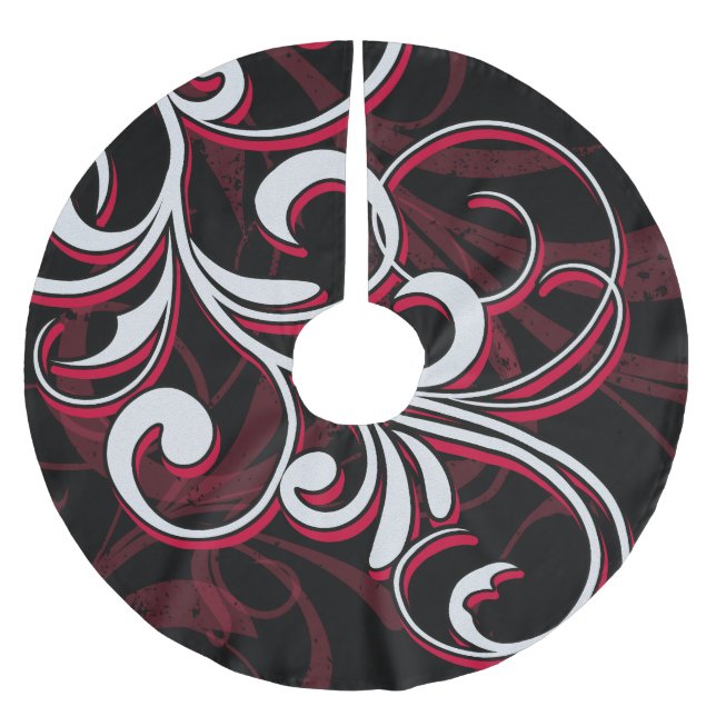 Jupon De Sapin En Polyester Brossé Tourbillons Rouges et Blancs (Devant)