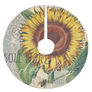 Jupon De Sapin En Polyester Brossé Tournesol Vintage Damas Fleur Art