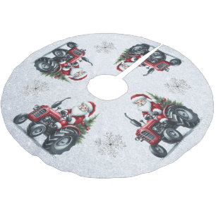 Jupon De Sapin En Polyester Brossé Tracteur Père Noël Tree Jupe
