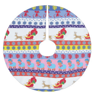 Jupon De Sapin En Polyester Brossé traîneau du Père Noël