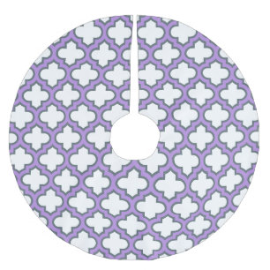 Jupon De Sapin En Polyester Brossé Trellis blanc et violet, treillis, Quatrefoil