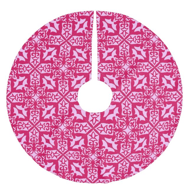 Jupon De Sapin En Polyester Brossé Tuiles marocaines - fuchsia et rose clair (Devant)