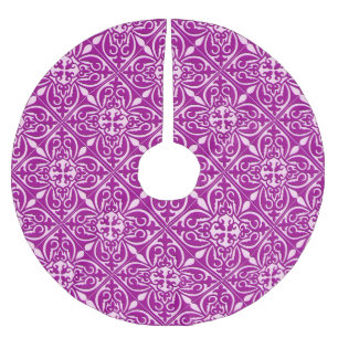 Jupon De Sapin En Polyester Brossé Tuiles marocaines - prune violet et rose
