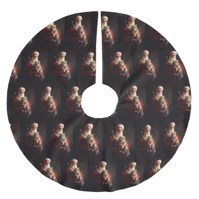 Jupon De Sapin En Polyester Brossé Turc Angora Chat Santa Claus Festif Noël (Devant)