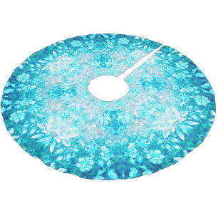 Jupon De Sapin En Polyester Brossé Turquoise Aqua Blue Floral