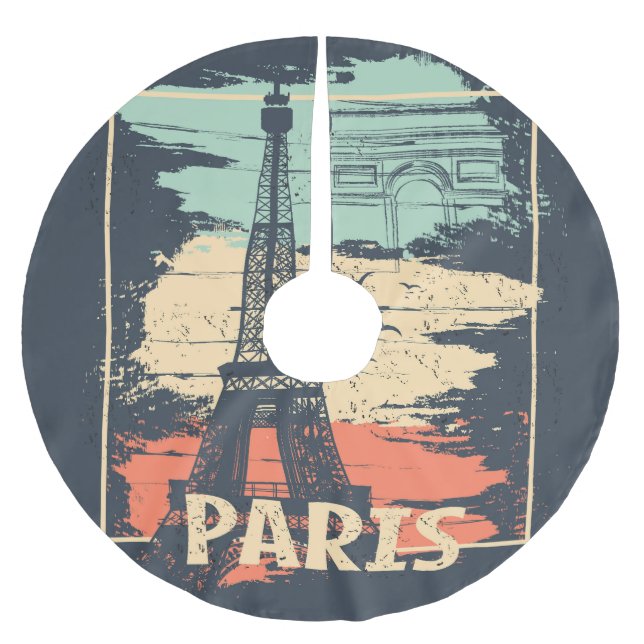 Jupon De Sapin En Polyester Brossé Typographie parisienne : affiche Eiffel abstraite. (Devant)
