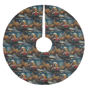Jupon De Sapin En Polyester Brossé Tyrolienne de chien Basset Hound pour Noël