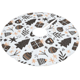 Jupon De Sapin En Polyester Brossé Un Motif de Noël noir et blanc