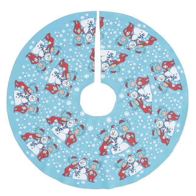 Jupon De Sapin En Polyester Brossé Une chose deux Motif de neige (Devant)