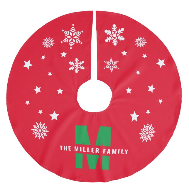 Jupon De Sapin En Polyester Brossé Unique Personnalisé Nom de famille Modèle Rouge Bl (Devant)