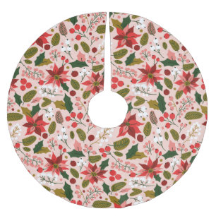 Jupon De Sapin En Polyester Brossé Vacances d'hiver de Poinsettia
