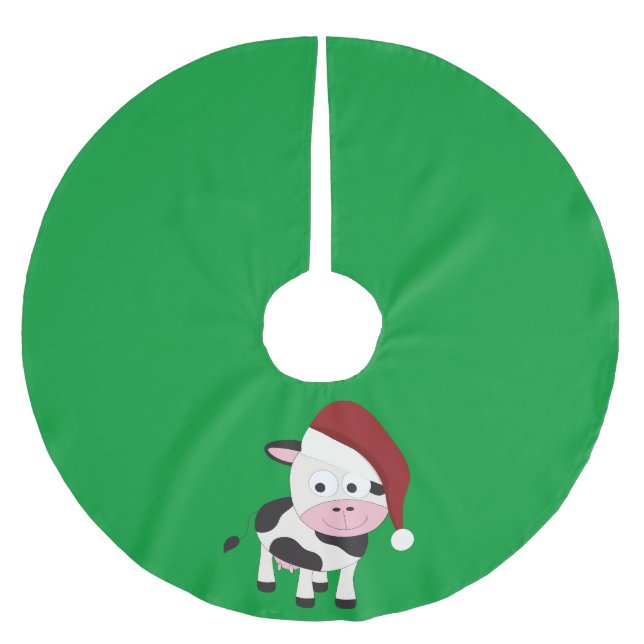 Jupon De Sapin En Polyester Brossé Vache de Noël (Devant)
