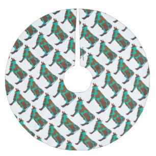 Jupon De Sapin En Polyester Brossé Vache Silhouette Brown et Turquoise