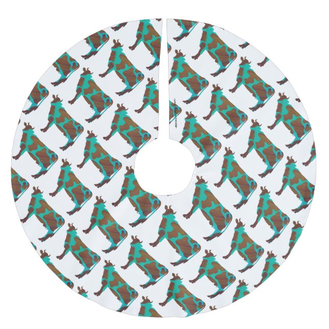 Jupon De Sapin En Polyester Brossé Vache Silhouette Brown et Turquoise (Devant)