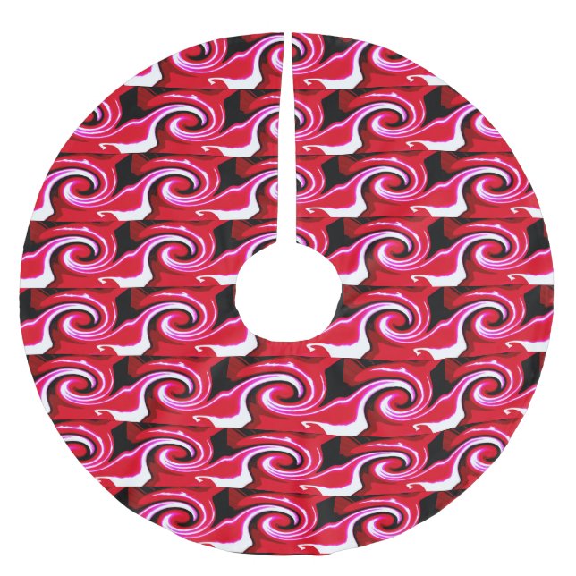 Jupon De Sapin En Polyester Brossé Vagues de Noël (Devant)
