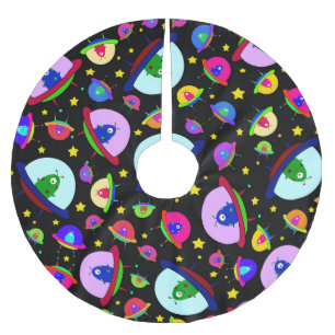 Jupon De Sapin En Polyester Brossé Vaisseaux spatiaux étrangers noirs