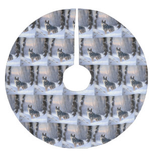 Jupon De Sapin En Polyester Brossé Vallhund suédois Laisser neiger Noël