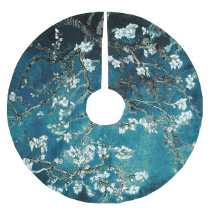 Jupon De Sapin En Polyester Brossé Van Gogh Almond Blossoms Dark Turquoise