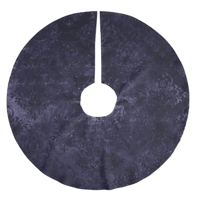 Jupon De Sapin En Polyester Brossé Velvety Midnight Damask | Indigo Purple Grunge (Devant)