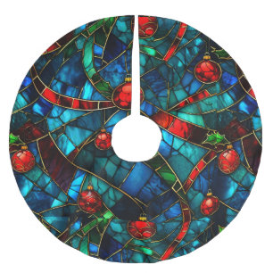 Jupon De Sapin En Polyester Brossé Verre coloré amusant Arbre de Noël Base Couvrir