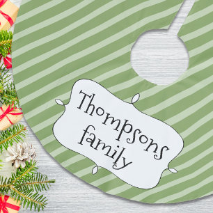 Jupon De Sapin En Polyester Brossé Vert Noël mignon Motif rayé personnalisé