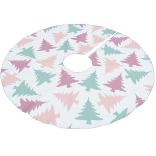 Jupon De Sapin En Polyester Brossé Vert pourpre de rose en pastel de motif d'arbre de