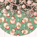 Jupon De Sapin En Polyester Brossé Vert Vintage Santa Claus Face Aquarelle<br><div class="desc">Ajoutez une touche de charme nostalgique à votre décor de vacances avec notre chemise Vintage verte Santa Claus face Watercolor Tree ! Cette jupe d'arbre festive est ornée d'une délicieuse aquarelle motif de visages classiques du Père Noël, dressée contre un arrière - plan vibrant, ornée de délicats flocons de neige....</div>