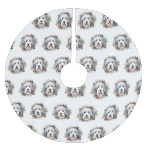 Jupon De Sapin En Polyester Brossé Vieux anglais Sheepdog Christmas Wreath Festive Pu